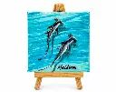 Painting Mini canvas with Great hammer-head sharks.webp