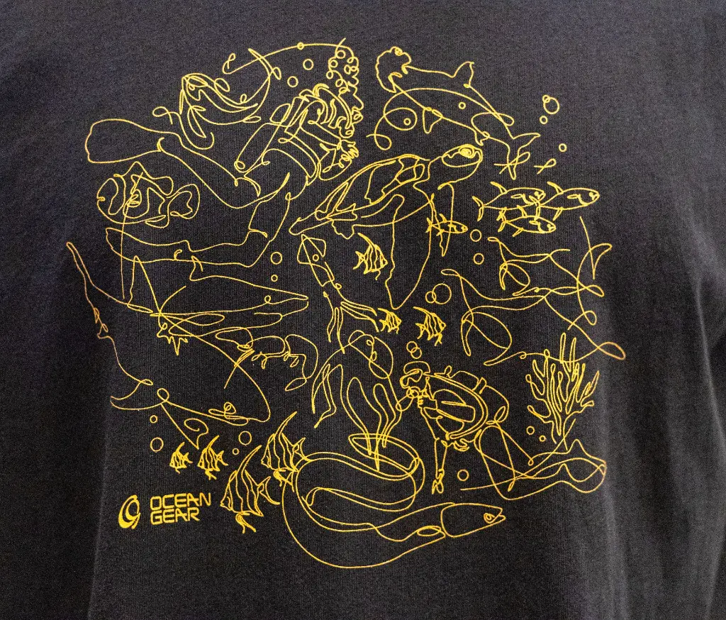 Black tee with line art - Unisex (print details).webp