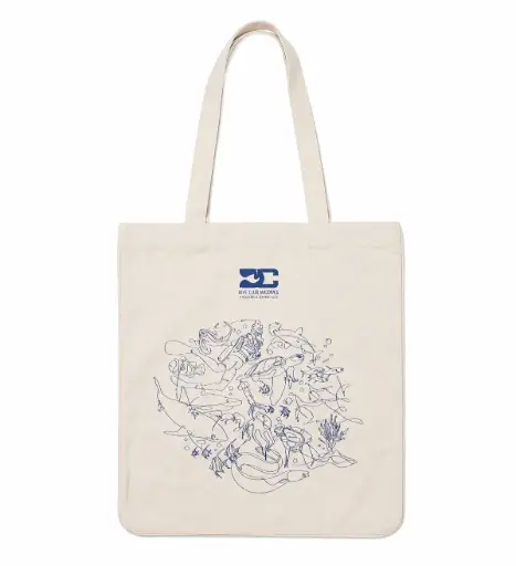 [A277] Tote Bag Big - Blue (Fish Tank Sea Life Art)