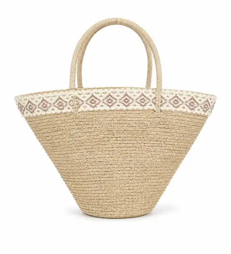 [A631] Beach Bags - Grass with Flower shell design 